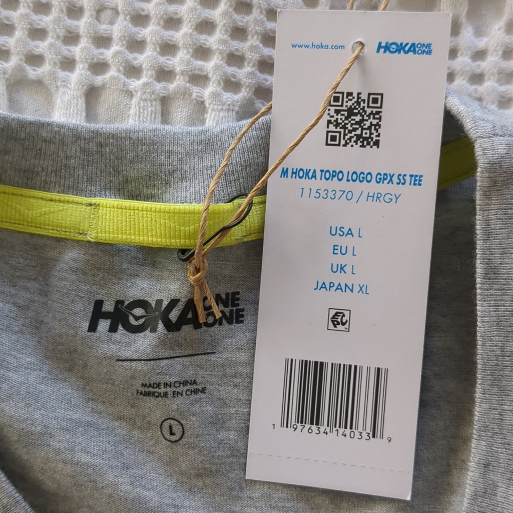 Hoka Topo Logo Gpx SS Short Sleeve T Shirt Large Gray - Picture 4 of 9